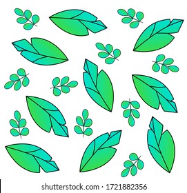 vector green leaves pattern isolated on white background
