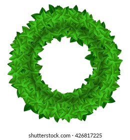 Vector Green Leaves Round Isolated on White Background