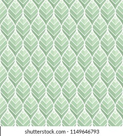 Vector Green Leaves Seamless Pattern. Abstract Grid Background. Geometric texture.