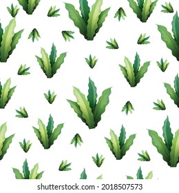 Vector Green Leaves Seamless Repeat Pattern.