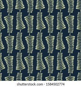 Vector Green Leaves Vines on a Dark Blue Background. Background for textiles, cards, manufacturing, wallpapers, print, gift wrap and scrapbooking.