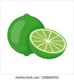 vector green lemon on white background