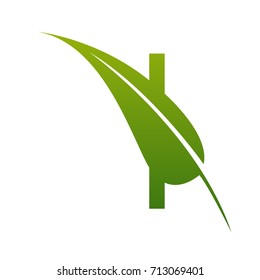 Vector Green Letter I Botanical Logo