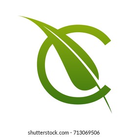Vector Green Letter C Botanical Logo