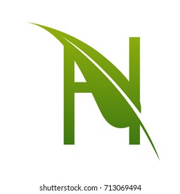 Vector Green Letter H Botanical Logo