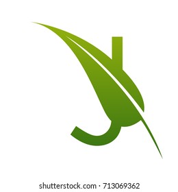 Vector Green Letter J Botanical Logo