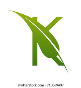 Vector Green Letter K Botanical Logo