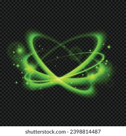 Vector green light abstract whirl effect with transparent background.