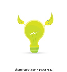 vector green Light bulb with leaf . green energy concept. renewable energy designs , eco icon