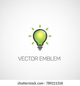 Vector green light bulb logo.