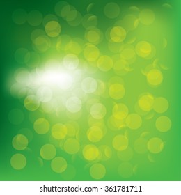 Vector green lights background.