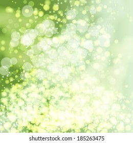 Vector green lights background.  Bokeh.