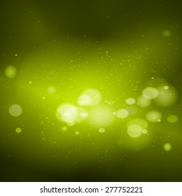 Vector green lights and bokeh background. 