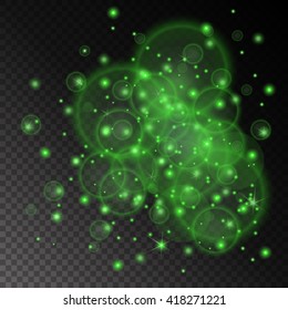 Vector green lights concept abstract on transparent chess board background. Luxury design. Vector illustration