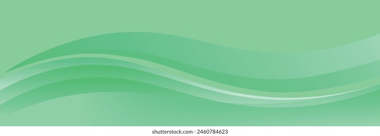 Vector green line background curve element with white space for text and message design, overlapping layers, vector	