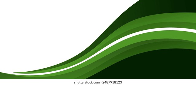 Elemento de curva de fondo de línea verde de Vector con espacio en blanco para el diseño de texto y mensajes, capas superpuestas, Vector