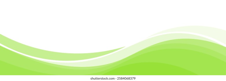 Vector green line background curve element with white space for text and message design, overlapping layers, vector