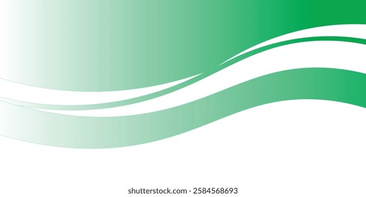 Vector green line background curve element with white space for text and message design, overlapping layers, vector