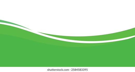 Vector green line background curve element with white space for text and message design, overlapping layers, vector