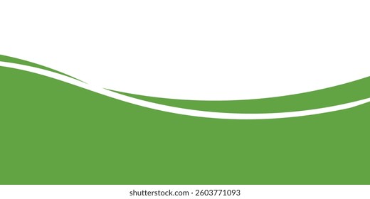 Vector green line background curve element with white space for text and message design, overlapping layers, vector