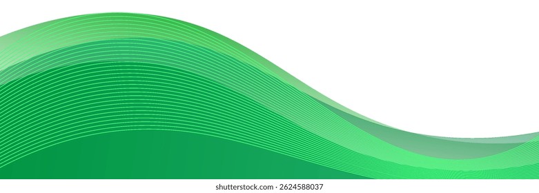 Vector green line background curve element with white space for text and message design, overlapping layers, eps 10