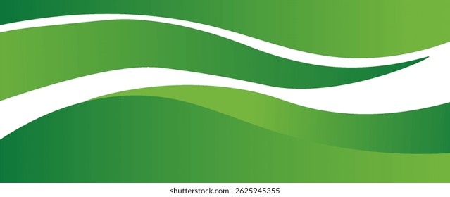 Vector green line background curve element with white space for text and message design, overlapping layers, vector.