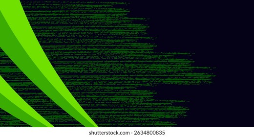 Elemento de curva de plano de fundo da linha verde do vetor com espaço preto para design de texto e mensagem, camadas sobrepostas	
