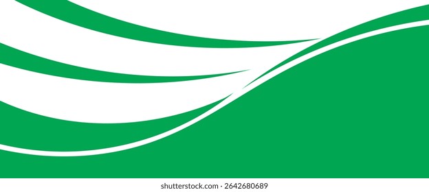 Vector green line background curve element with white space for text and message design, overlapping layers.