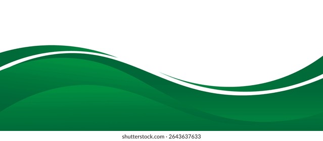 Vector green line background curve element with white space for text and message design, overlapping layers, vector