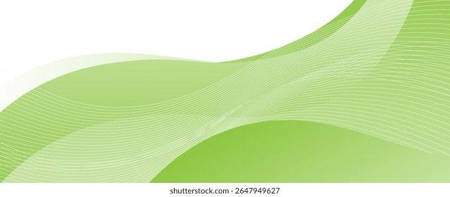 Vector green line background curve element with white space for text and message design, overlapping layers, vector