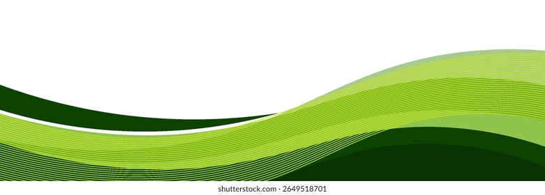 Vector green line background curve element with white space for text and message design, overlapping layers, vector