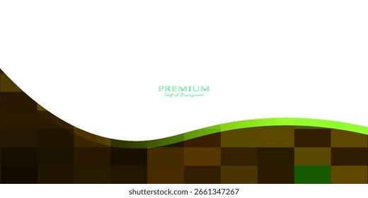 Elemento de curva de fondo de línea verde de Vector con espacio en blanco para el diseño de texto y mensajes, capas superpuestas, Vector