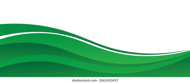 Elemento de curva de fondo de línea verde de Vector con espacio en blanco para el diseño de texto y mensajes, capas superpuestas, EPS 10