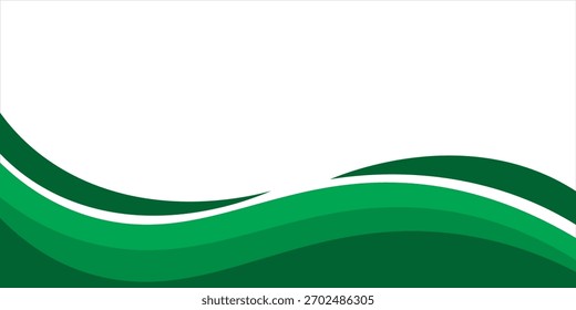 Vector green line background curve element with white space for text and message design, overlapping layers.