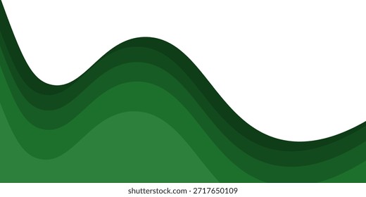 Vector green line background curve element with white space for text and message design, overlapping layers, vector