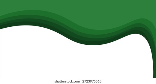 Vector green line background curve element with white space for text and message design, overlapping layers, vector illustration
