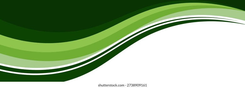 Vector green line background curve element with white space for text and message design, overlapping layers, modern design