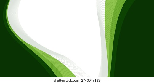 Vector green line background curve element with white space for text and message design, overlapping layers