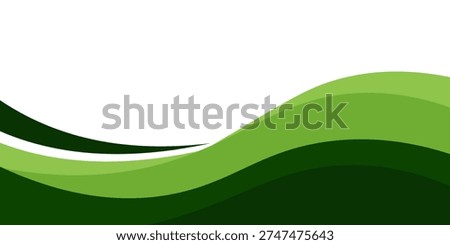 Vector green line background curve element with white space for text and message design, overlapping layers, vector