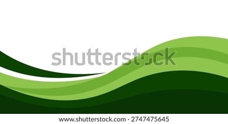 Vector green line background curve element with white space for text and message design, overlapping layers, vector  illustration