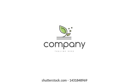 Vector green logo on which is an abstract image of a sprout.