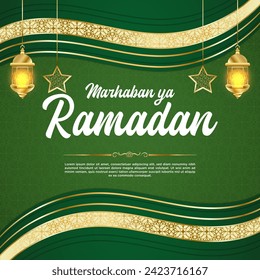 Vector Green Luxury Ramadan Kareem Social Media Post Template