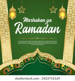 Vector Green Luxury Ramadan Kareem Social Media Post Template