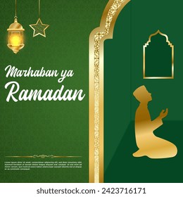Vector Green Luxury Ramadan Kareem Plantilla de publicación en medios sociales