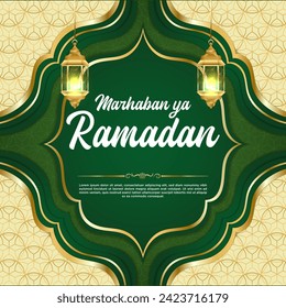 Vector Green Luxury Ramadan Kareem Plantilla de publicación en medios sociales