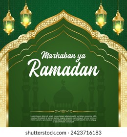 Vector Green Luxury Ramadan Kareem Social Media Post Template