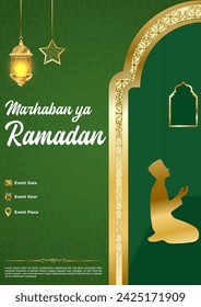 Vector Green Luxury Ramadan Kareem Poster Template
