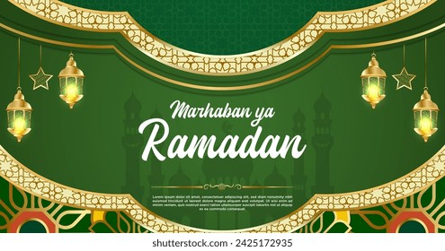 Vector Green Luxury Ramadan Kareem Banner Template