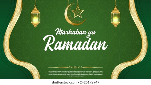 Vector Green Luxury Ramadan Kareem Banner Template