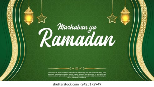 Vector Green Luxury Ramadan Kareem Banner Template